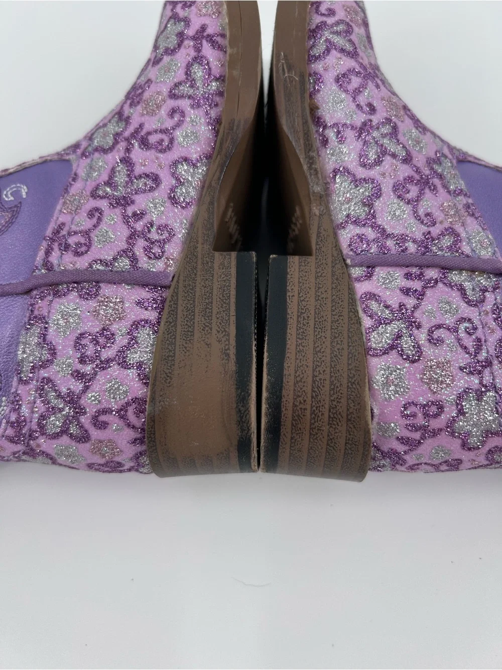 Roper Kids Lavender Floral Glitter Western Cowboy Boots - Toddler Size 6